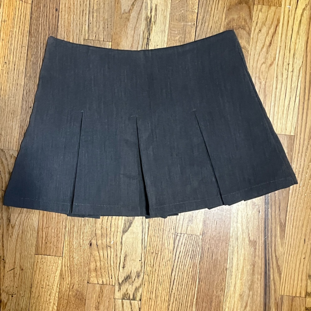 Gray Pleated Mini Skirt